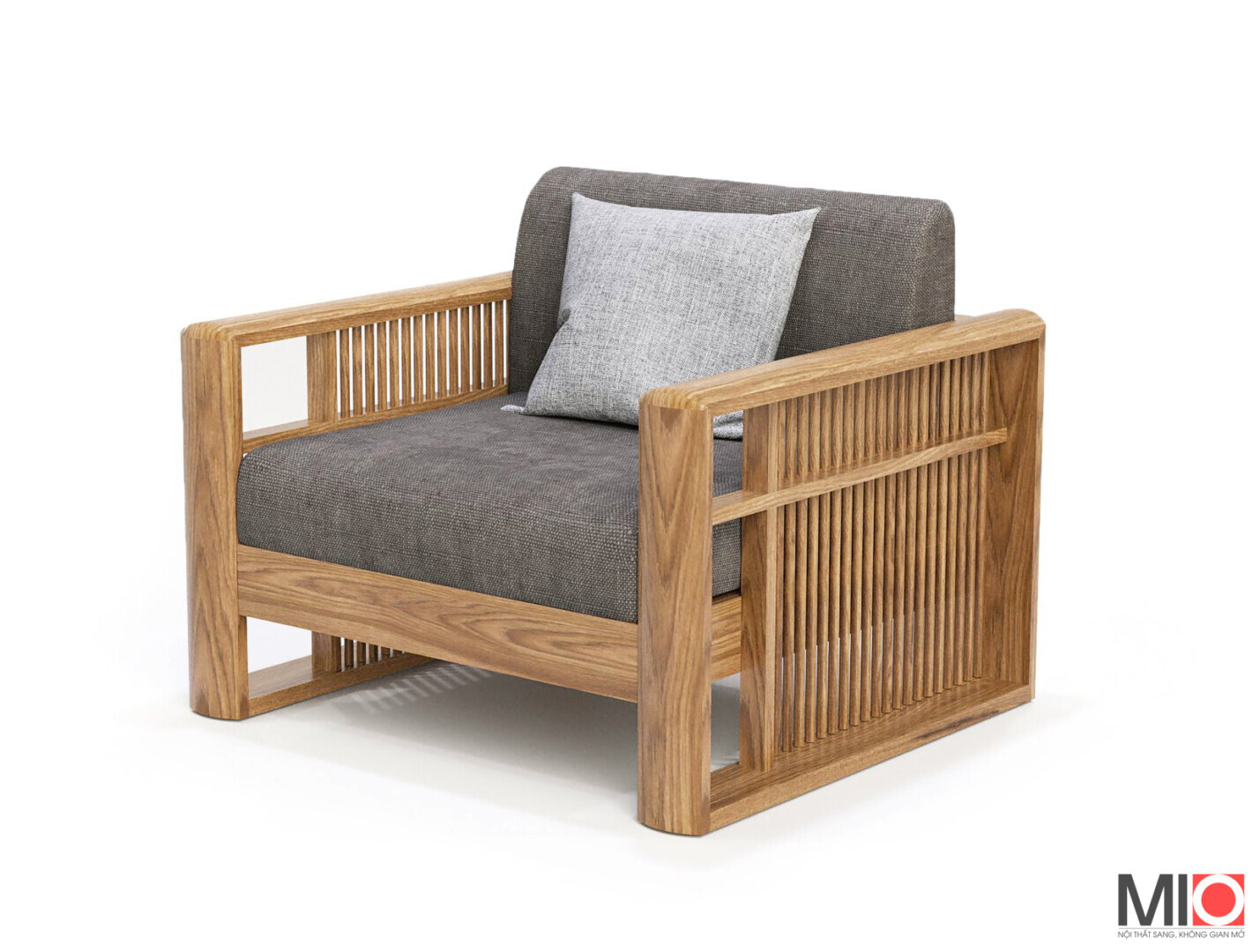 Bộ ghế sofa gỗ tự nhiên Tần Bì hình vuông đơn - SF03B